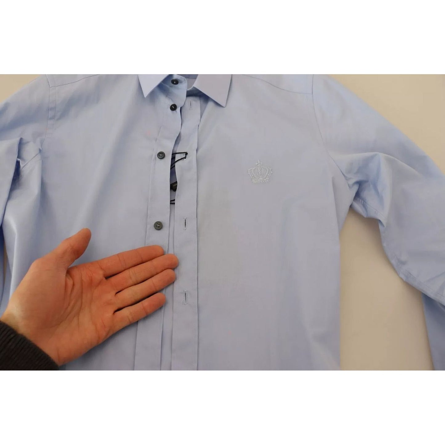 Dolce & Gabbana Light Blue Cotton Slim Fit Dress Shirt TSH7938-37
