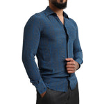 Dolce & Gabbana Blue MARTINI Silk Slim Fit Long Sleeves Shirt TSH84100-38
