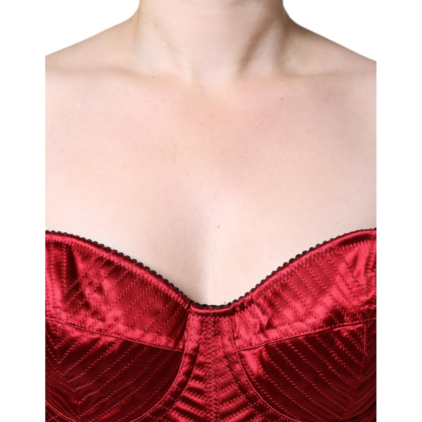 Dolce & Gabbana Red Bustier Corset Lace Bodycon Midi Dress DR281208-44
