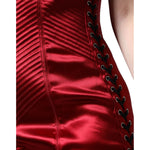 Dolce & Gabbana Red Bustier Corset Lace Bodycon Midi Dress DR281208-44