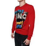 Dolce & Gabbana Red I'm The King Wool Crew Neck Sweatshirt Sweater TSH87095-44