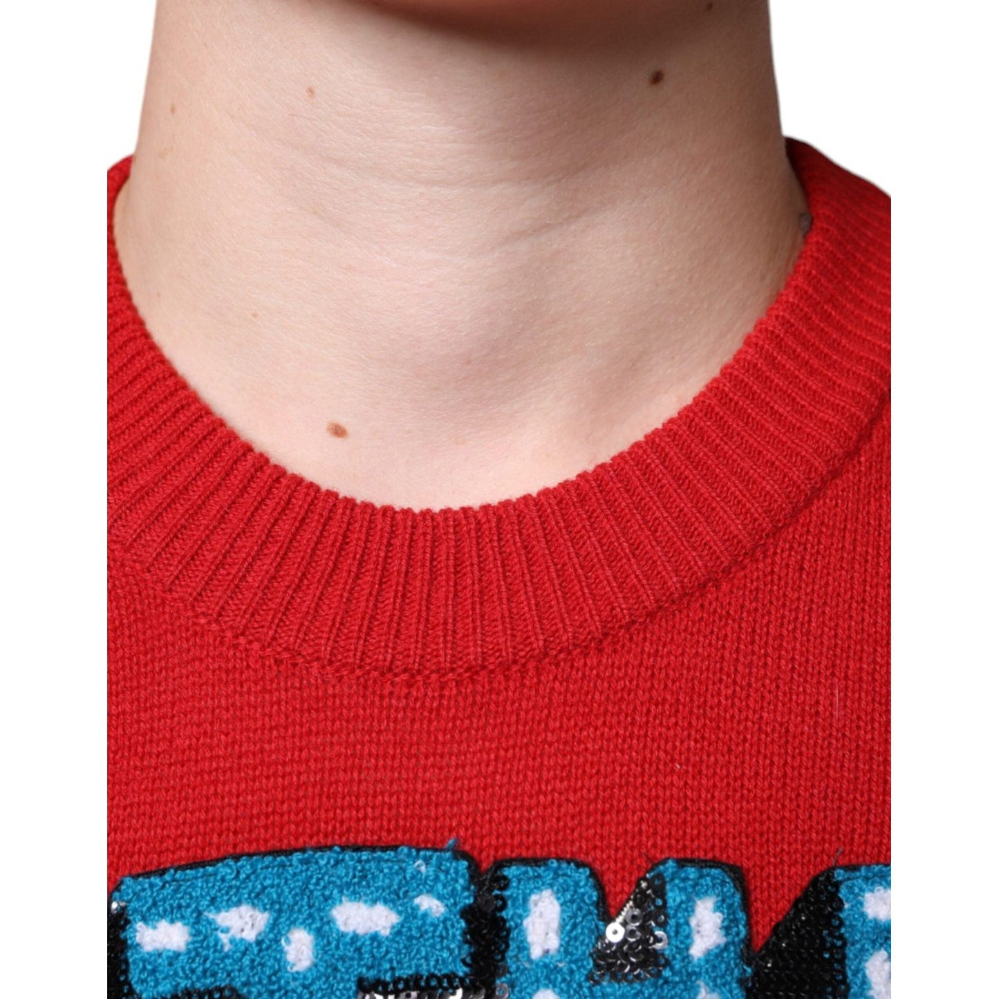 Dolce & Gabbana Red I'm The King Wool Crew Neck Sweatshirt Sweater TSH87095-44