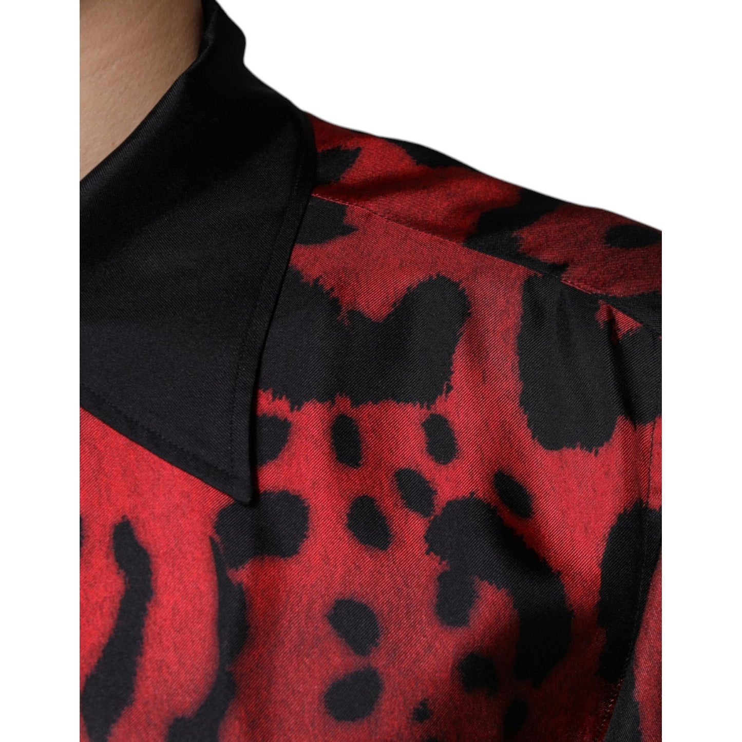 Dolce & Gabbana Red Leopard Silk Button Down Casual Shirt TSH84210-37