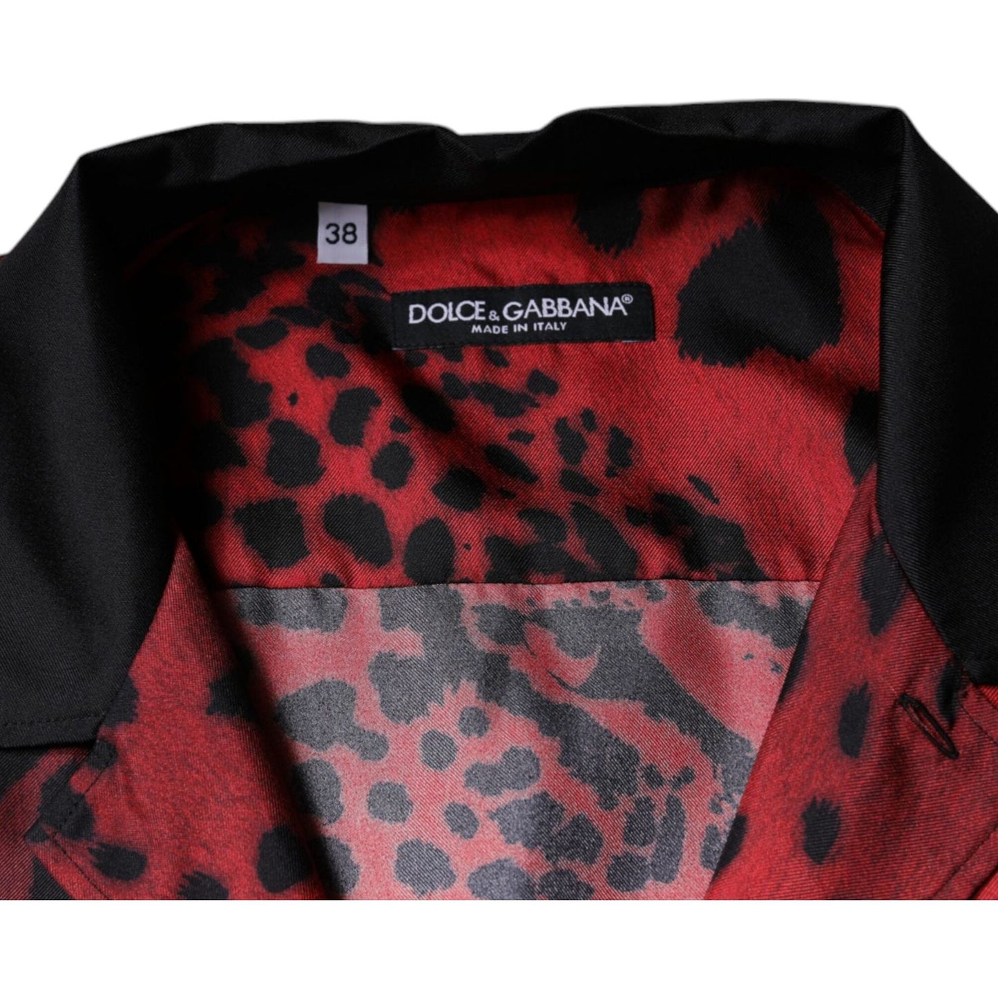Dolce & Gabbana Red Leopard Silk Button Down Casual Shirt TSH84210-37