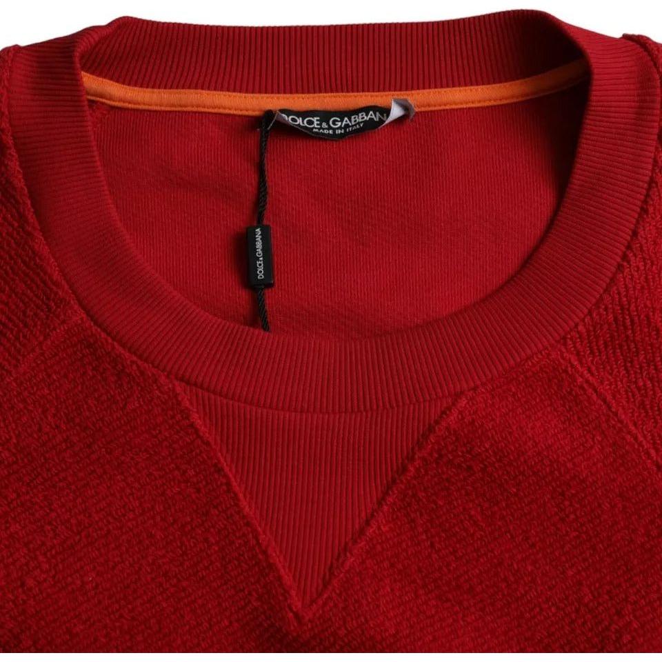 Dolce & Gabbana Red Logo Cotton Crew Neck Pullover Sweater TSH86413-54