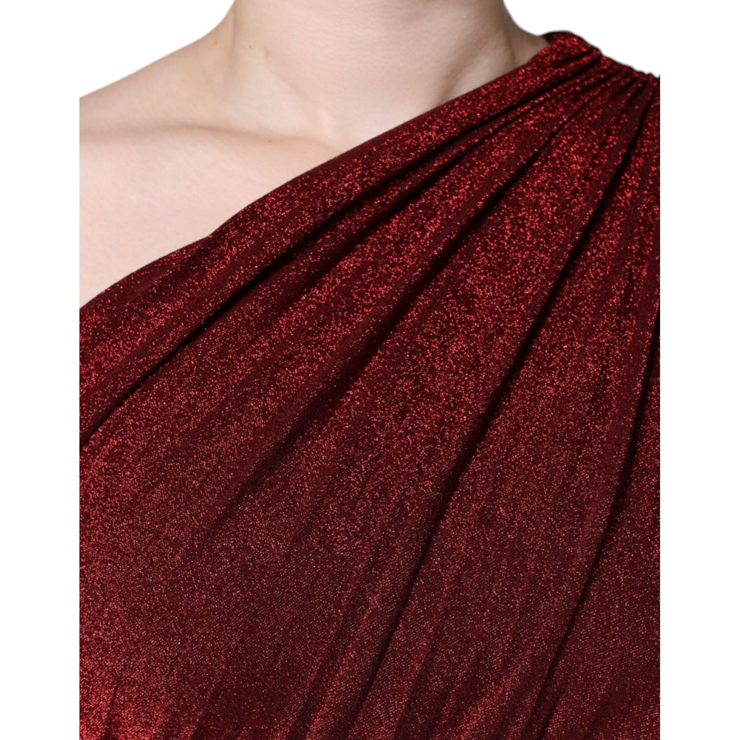 Dolce & Gabbana Red One Shoulder Pleated A-line Mini Dress DR281304-40