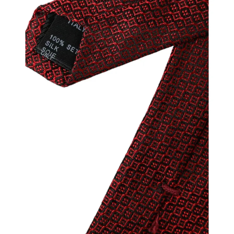 Dolce & Gabbana Red Patterned 100% Silk Adjustable Men Tie KRA3351