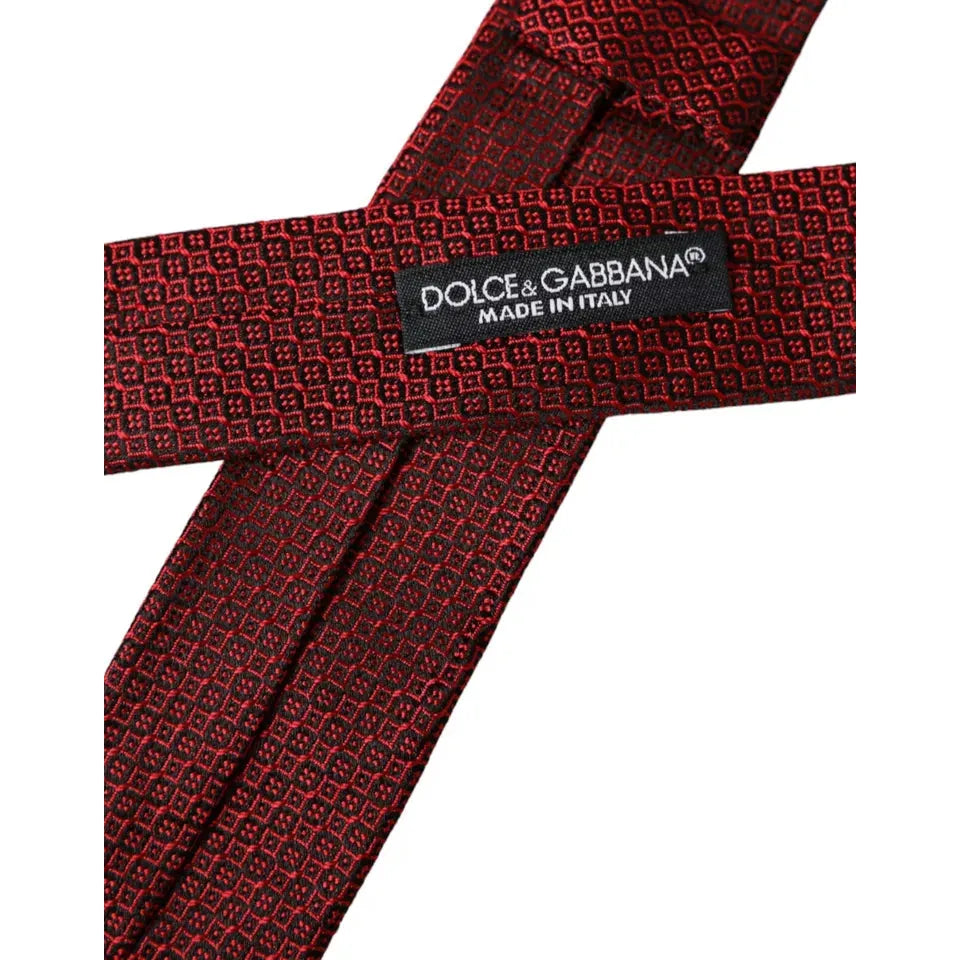 Dolce & Gabbana Red Patterned 100% Silk Adjustable Men Tie KRA3351