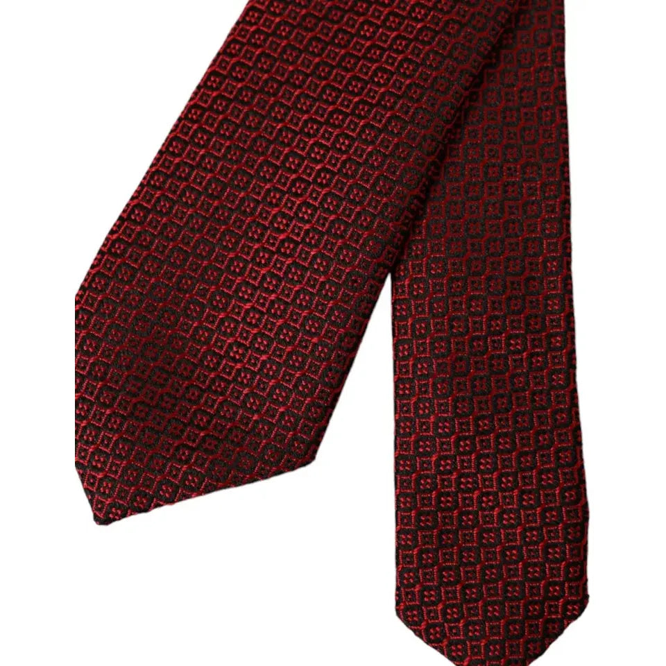 Dolce & Gabbana Red Patterned 100% Silk Adjustable Men Tie KRA3351