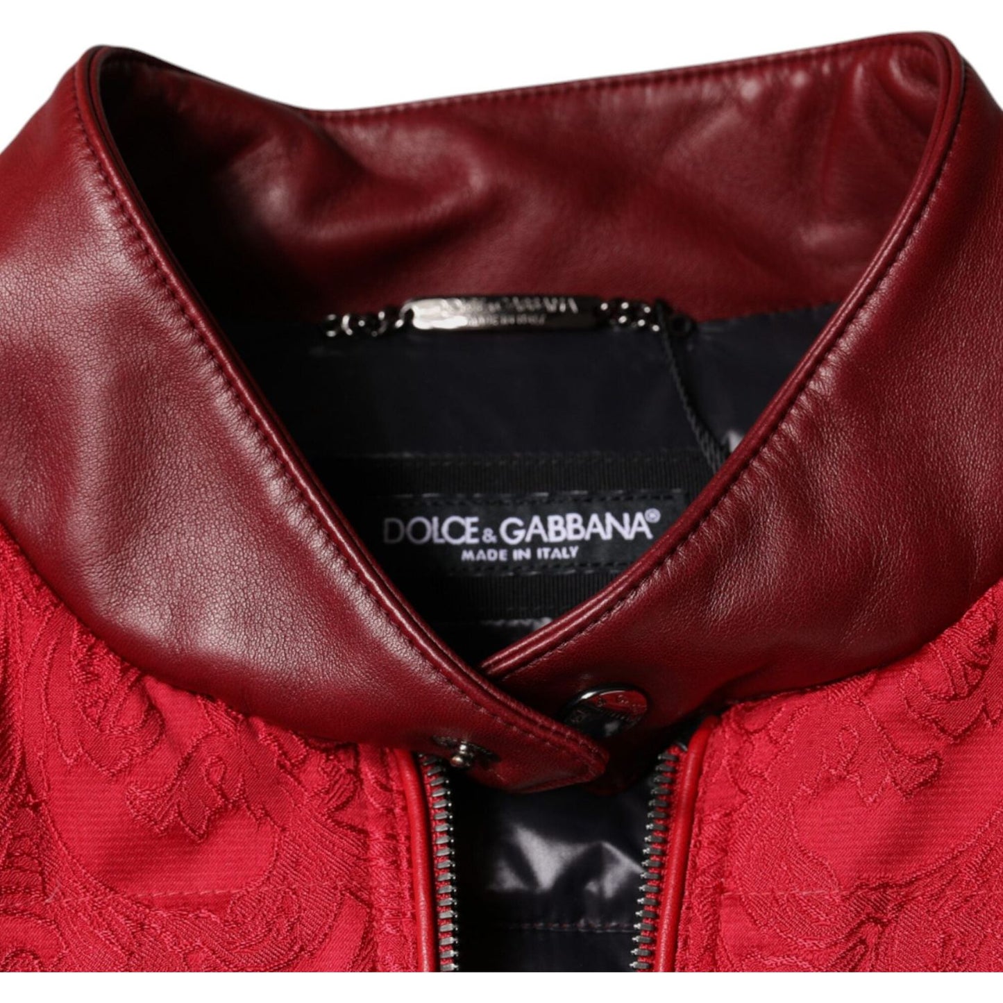 Dolce & Gabbana Red Quilted Bomber Gold Crown Logo Jacket TSH7883-52