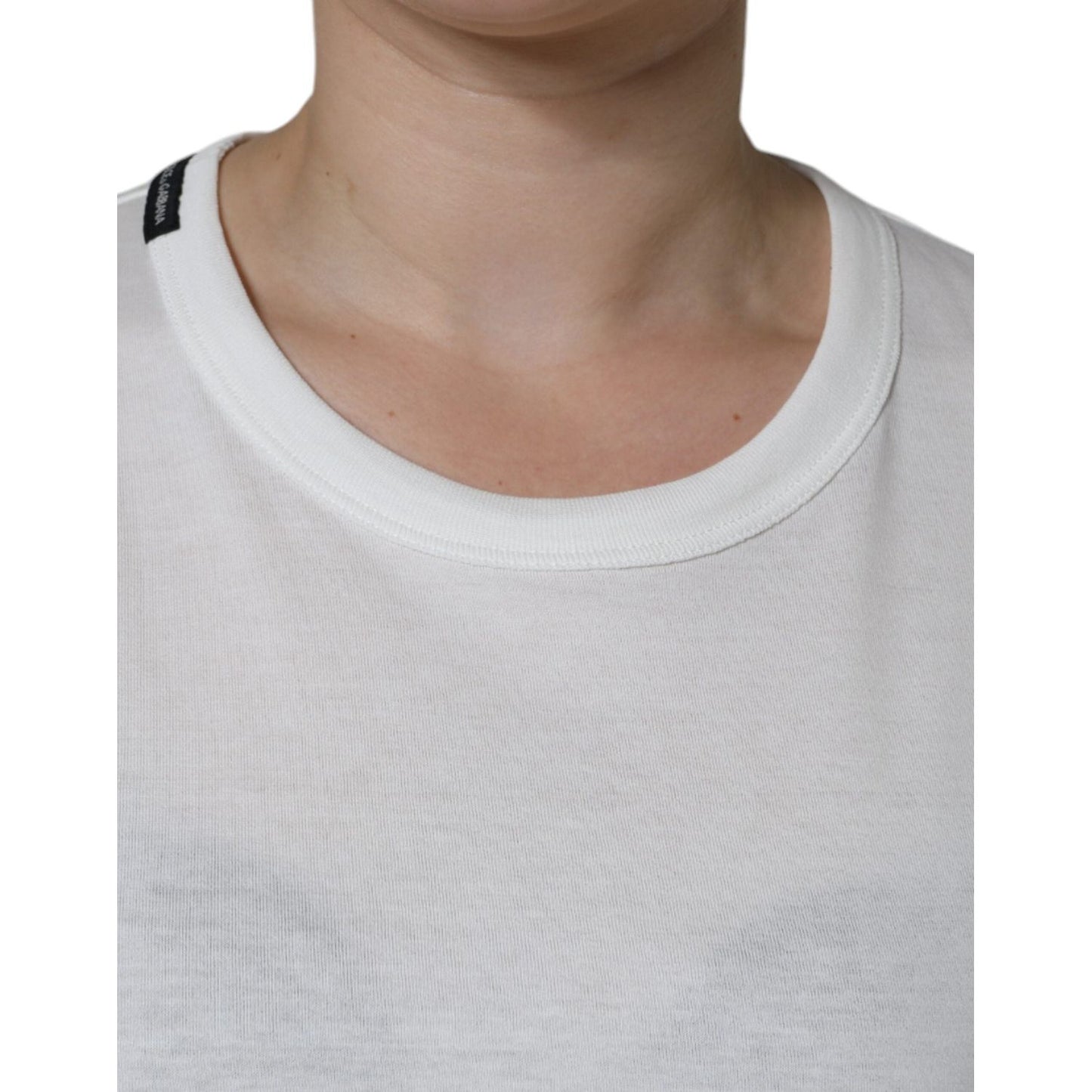 Dolce & Gabbana White Cotton Crew Neck Short Sleeve T-shirt TSH86524-44