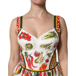 Dolce & Gabbana White Vegetables Sleeveless A-line Midi Dress DR81610-42