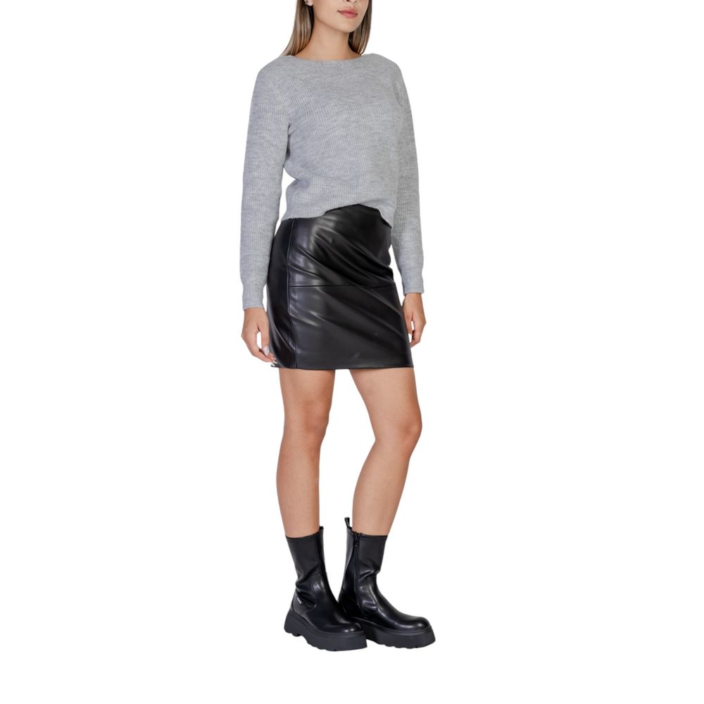 ICHI Black Polyethylene Mini Skirt ICHI