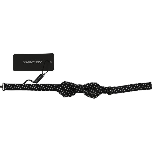 Dolce &amp; Gabbana Black Polka Dots Silk Adjustable Neck Papillon Men Bow Tie Dolce &amp; Gabbana