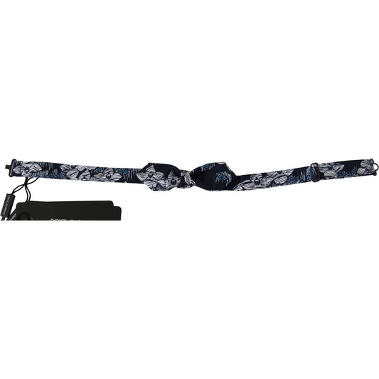 Dolce &amp; Gabbana Navy Blue Floral Slim Adjustable Neck Papillon Men Bow Tie Dolce &amp; Gabbana