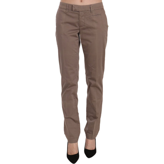Dondup Brown Low Waist Straight Cut Trouser Pant Dondup