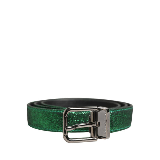 Dolce & Gabbana Men Green Lurex Polyester Metal Buckle Belt
