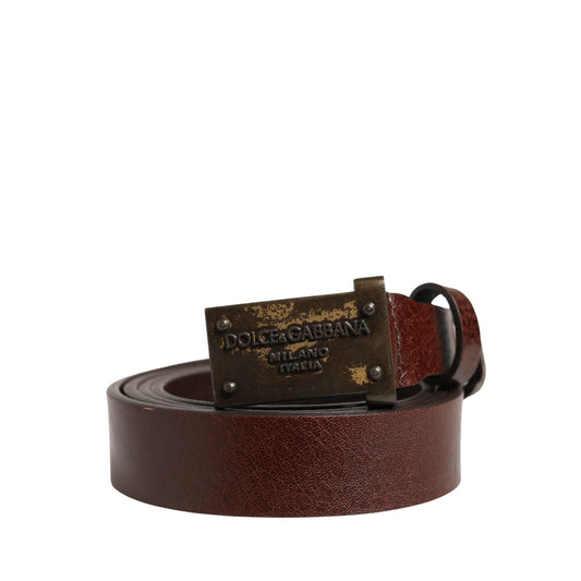 Dolce & Gabbana Men Brown Classic Leather Logo Buckle Belt