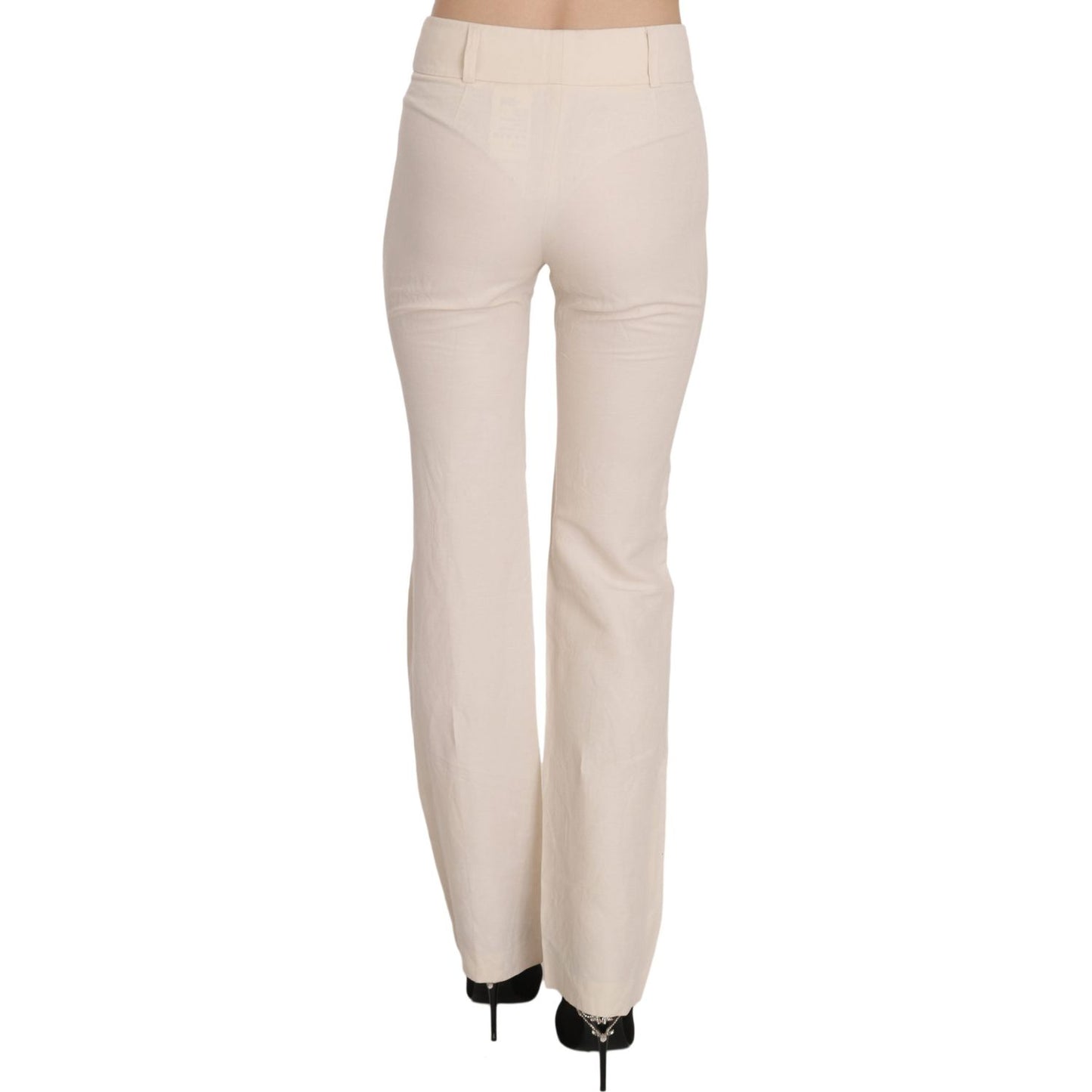 LAUREL White High Waist Silk Blend Flared Dress Trousers Pants PAN70225-36