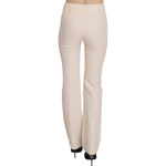 LAUREL White High Waist Silk Blend Flared Dress Trousers Pants PAN70225-36