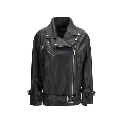 PINKO Black Leather Jacket 1728,72470364320,Black,Clothing,IT36 | XS,IT38 | S,IT40 | M,Jackets & Coats - Clothing,Leather Jackets - Jackets & Coats - Clothing,New with tags,PINKO,Women
