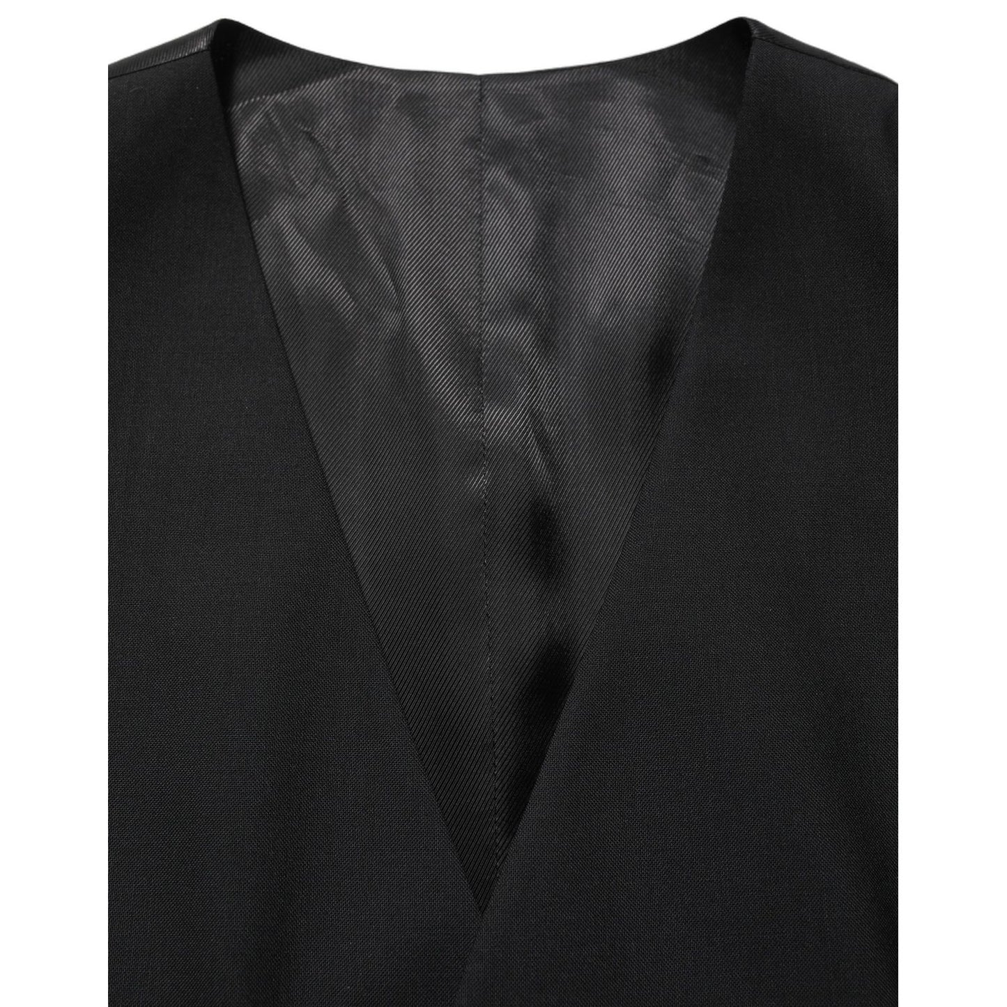 Dolce & Gabbana Black Wool Single Breasted Waistcoat Vest
