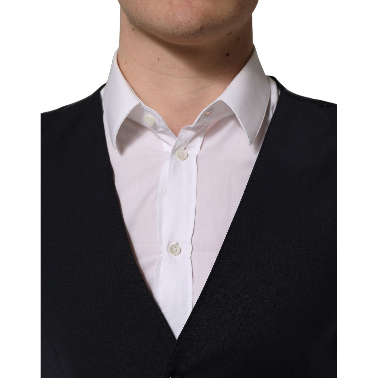 Dolce & Gabbana Black Wool Single Breasted Waistcoat Vest