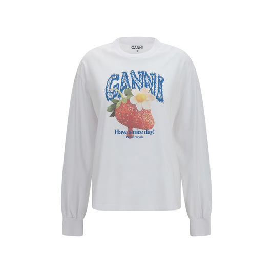 Ganni White Cotton Sweatshirt