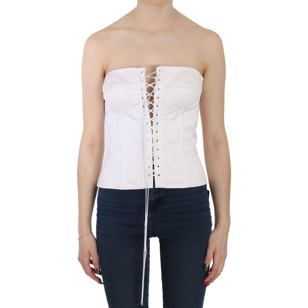 Dolce & Gabbana White PALERMO Cotton Bustier Top Corset TSH3398-46