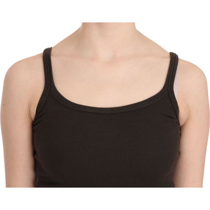 PINK MEMORIES Dark Brown Sleeveless Spaghetti Strap Blouse