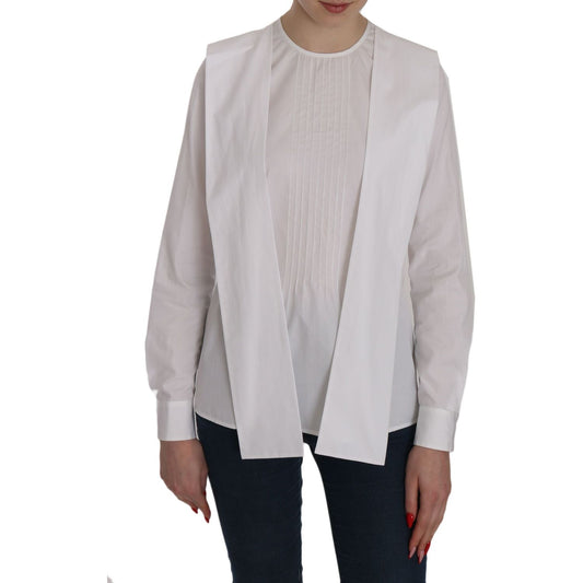 Dsquared² White Crew Neck Long Sleeve Cotton Blouse JKT521-38