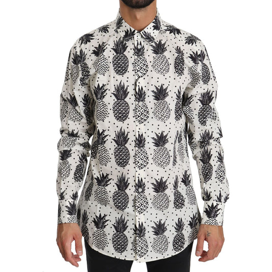 Dolce & Gabbana White Pineapple Cotton Top Shirt