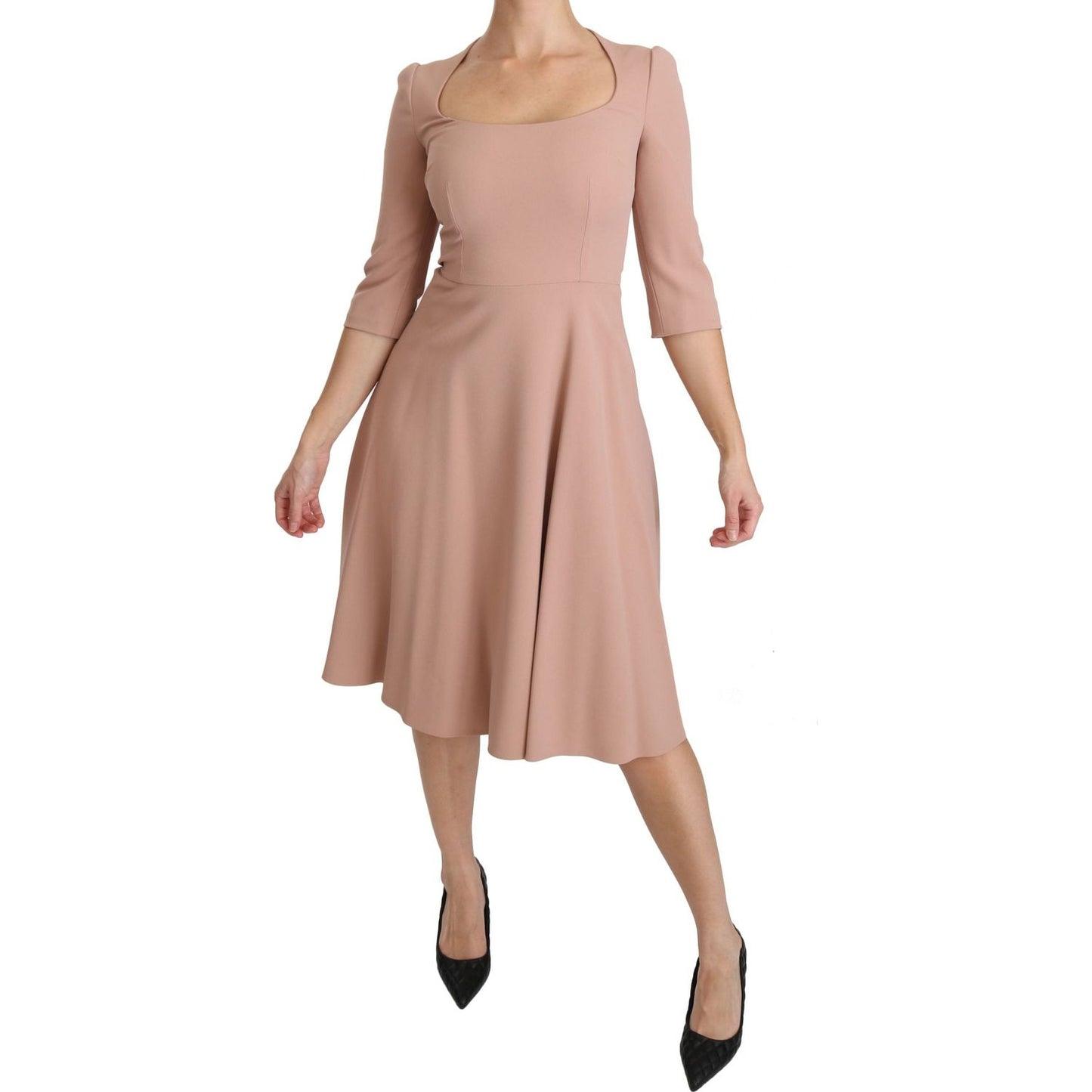 Dolce & Gabbana Pink 3/4 Sleeves A-line Viscose Dress