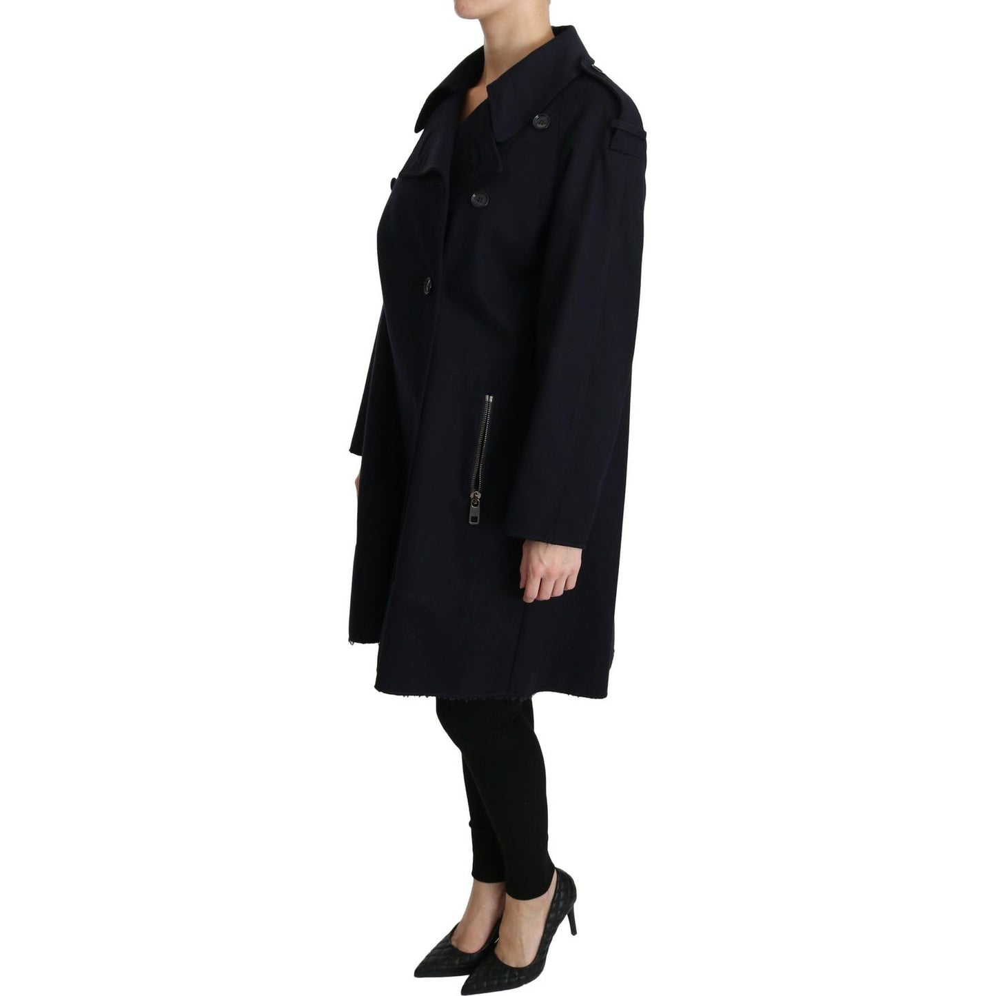 Dolce & Gabbana Coat Blue Cotton Women Trench Jacket