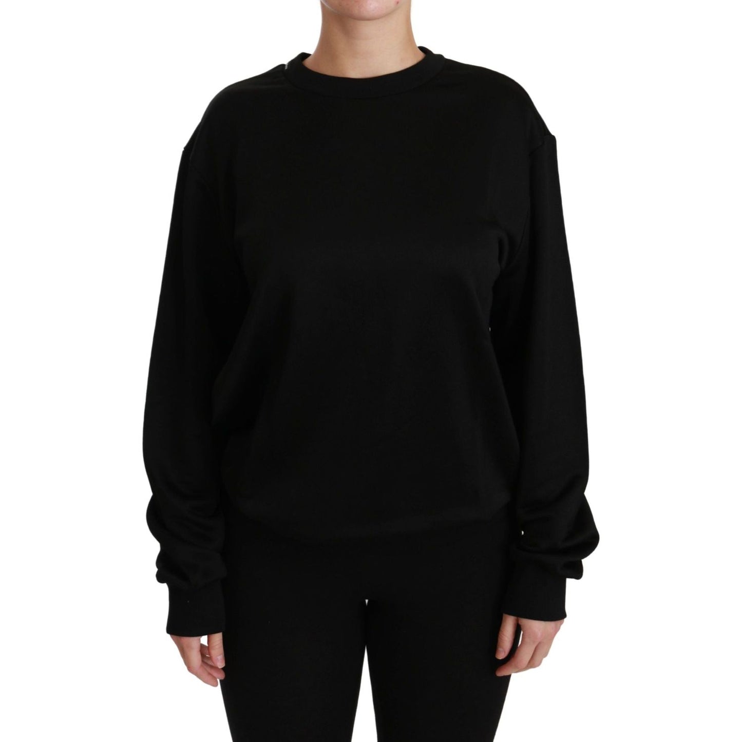 Dolce & Gabbana Black Cotton Crewneck Pullover Sweater
