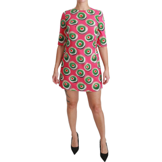 Dolce & Gabbana Pink Silk Cup Cake Shift Stretch Dress