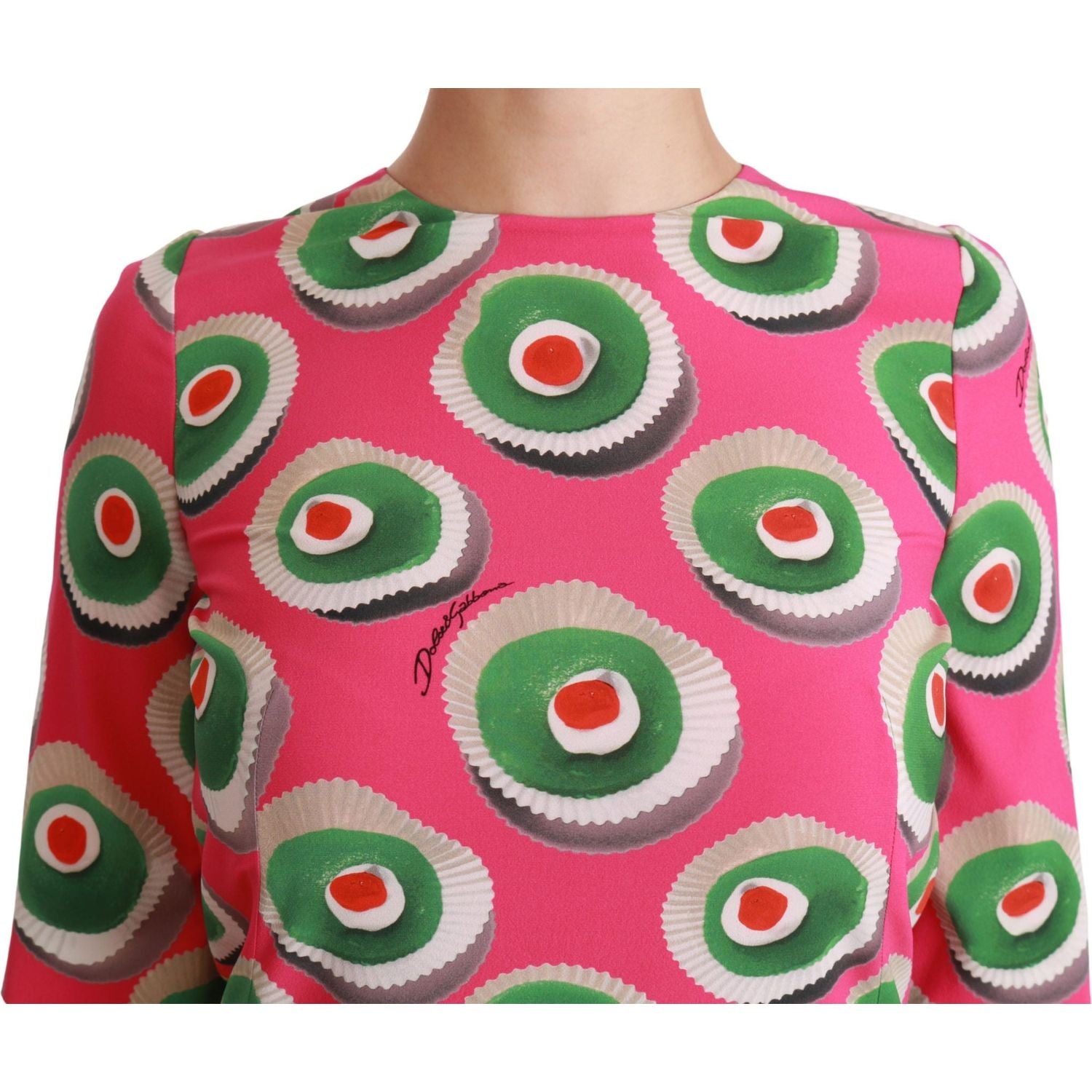 Dolce & Gabbana Pink Silk Cup Cake Shift Stretch Dress