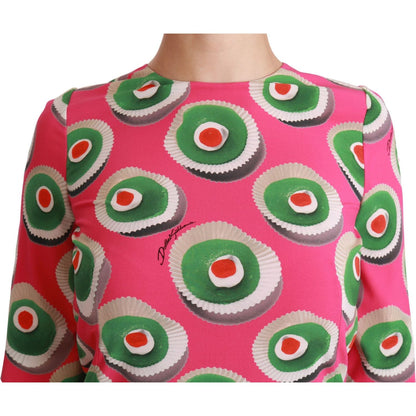 Dolce & Gabbana Pink Silk Cup Cake Shift Stretch Dress