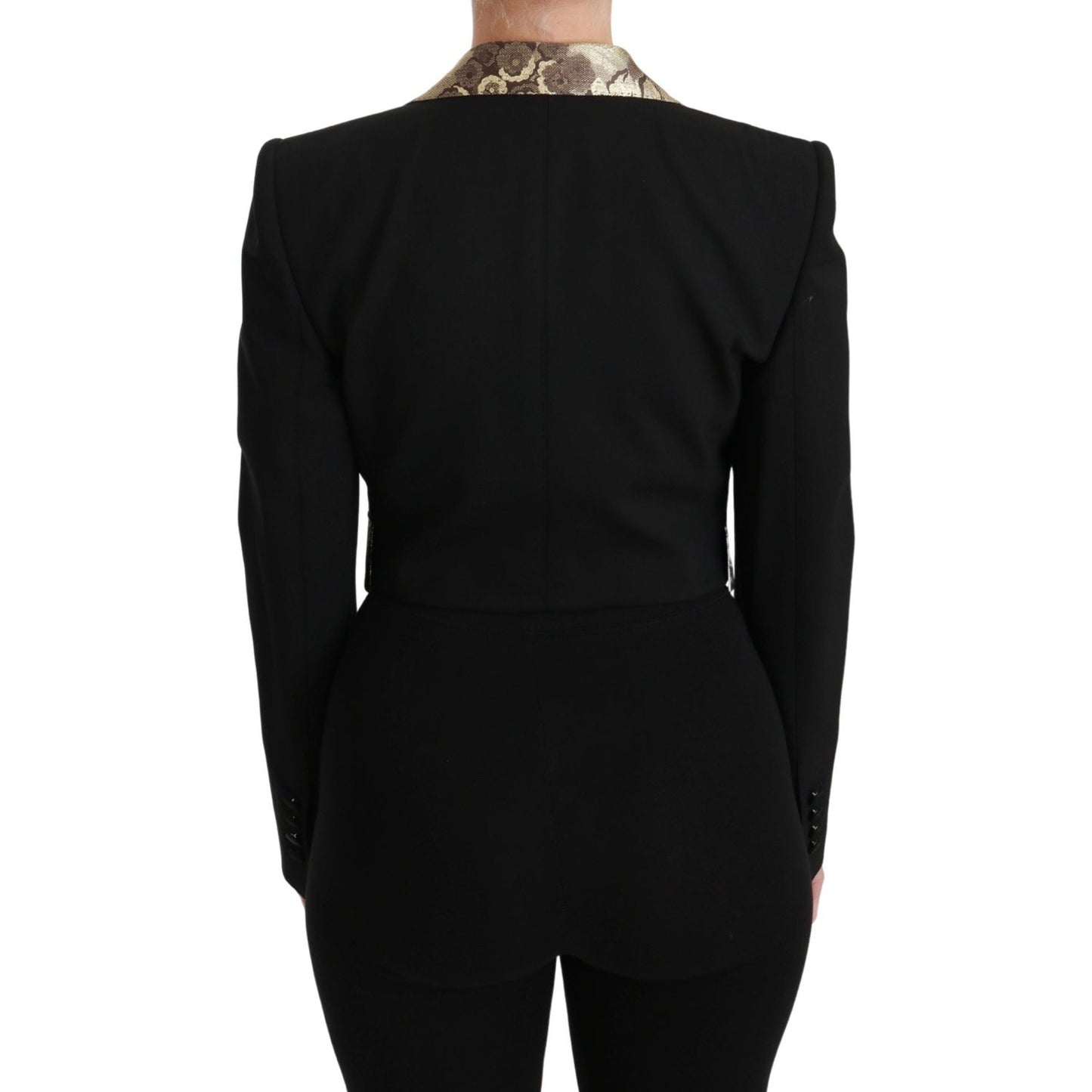 Dolce & Gabbana Black Jacquard Vest Blazer Coat Wool Jacket