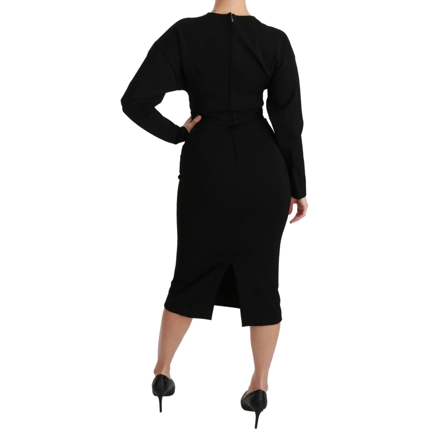 Dolce & Gabbana Black Bodycon Sheath Midi Stretch Dress