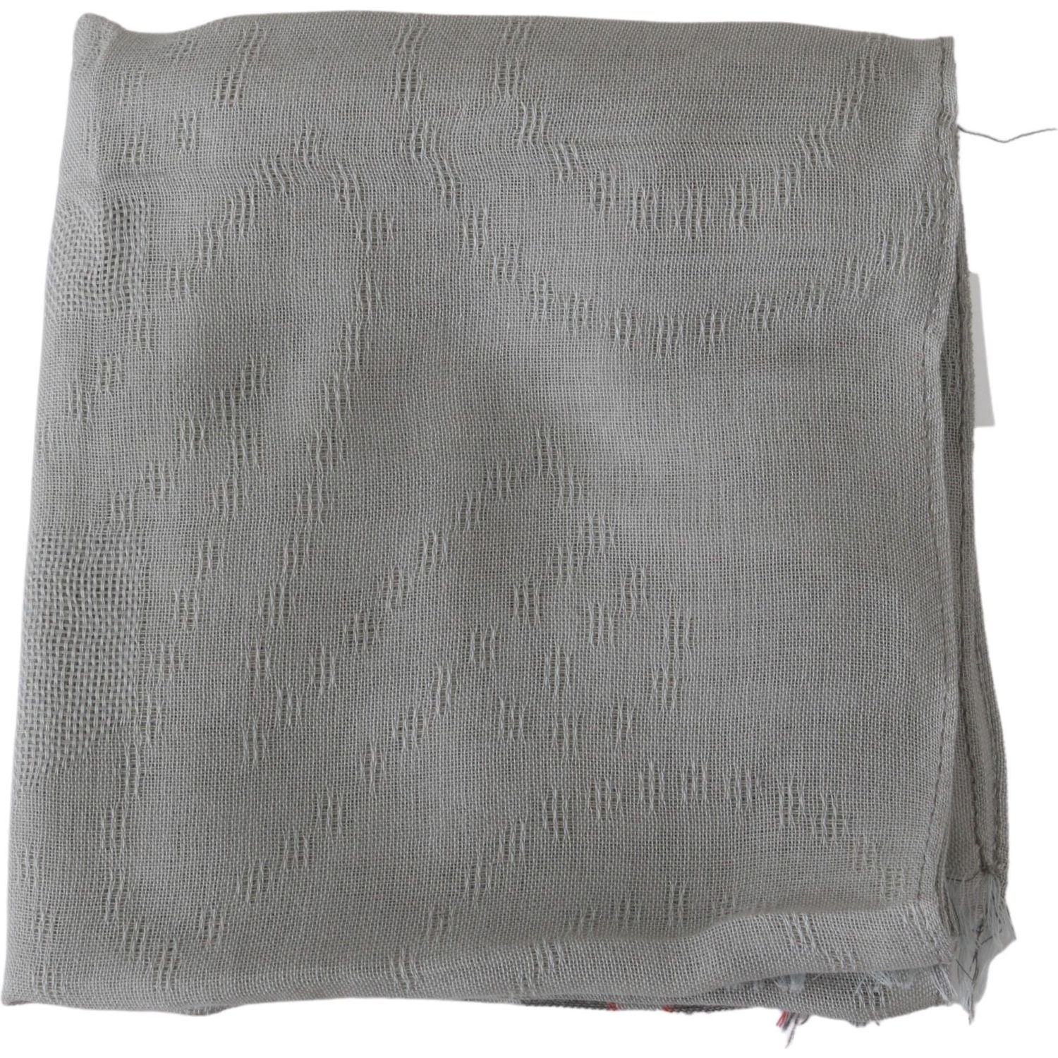 Costume National Gray Fringe Neck Wrap Cotton Scarf