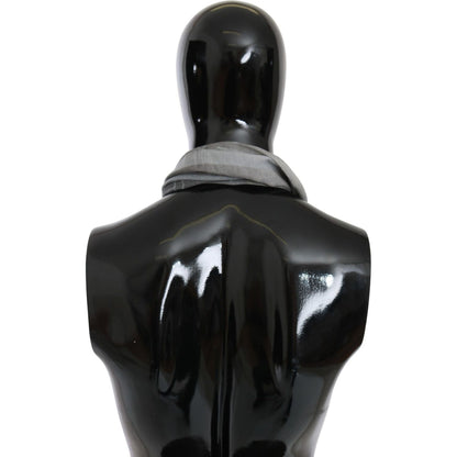 GF Ferre Gray Wool Viscose Foulard Patterned Branded Scarf