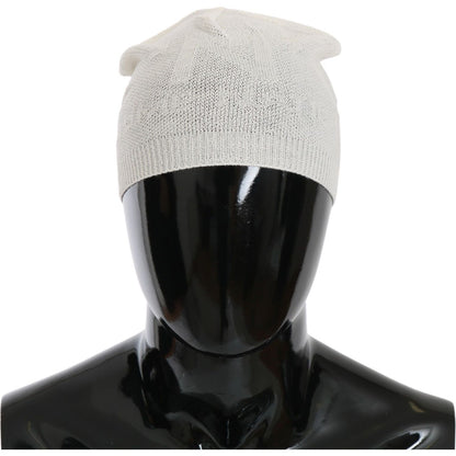 Costume National Beanie White Wool Blend Branded Hat 1728,50% Acrylic,67345645728,Accessories,Beanie - Hats - Accessories,Costume National,Hats & Caps - Men - Accessories,Hats - Accessories,Material: 50% Wool,Men,Men - Accessories,New with tags,White
