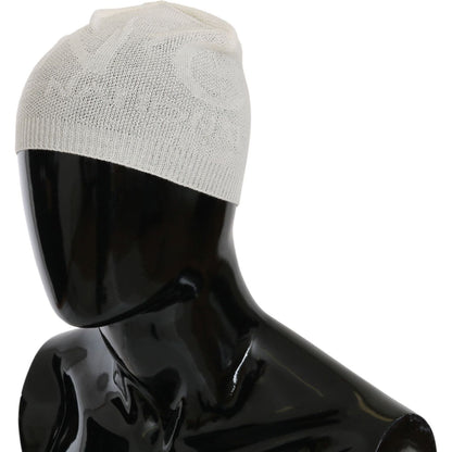 Costume National Beanie White Wool Blend Branded Hat 1728,50% Acrylic,67345645728,Accessories,Beanie - Hats - Accessories,Costume National,Hats & Caps - Men - Accessories,Hats - Accessories,Material: 50% Wool,Men,Men - Accessories,New with tags,White