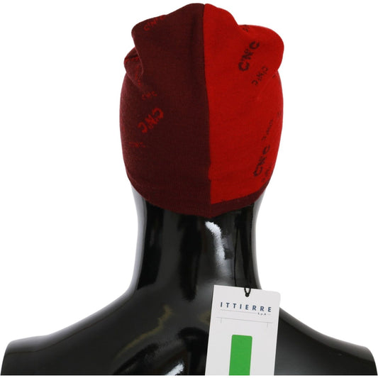 Costume National Red Wool Blend Branded Beanie Hat HAT20132