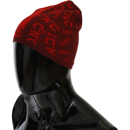 Costume National Red Wool Blend Branded Beanie Hat 1728,50% Acrylic,67345645728,Accessories,Beanie - Hats - Accessories,Costume National,Hats & Caps - Men - Accessories,Hats - Accessories,Material: 50% Wool,Men,Men - Accessories,New with tags,Red