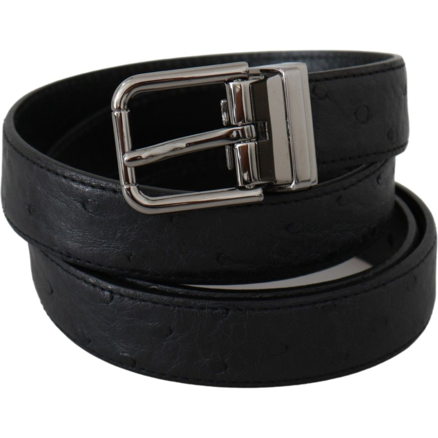 Dolce & Gabbana Black Exotic Skin Pattern Silver Buckle Belt 1728,67345645728,90 cm / 36 Inches,Accessories,Belts - Accessories,Belts - Men - Accessories,Black,Dolce & Gabbana,Material: 100% Exotic skin,Men,Men - Accessories,New with tags,Regular Belts -