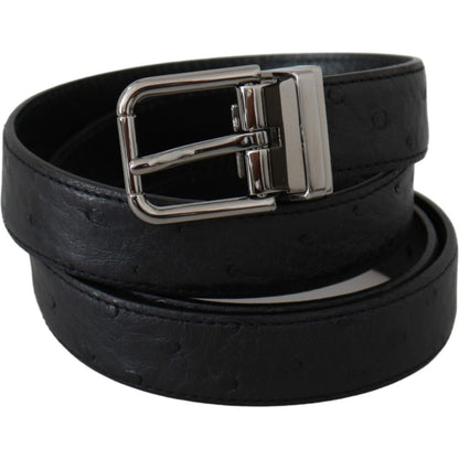 Dolce & Gabbana Black Exotic Skin Pattern Silver Buckle Belt 1728,67345645728,90 cm / 36 Inches,Accessories,Belts - Accessories,Belts - Men - Accessories,Black,Dolce & Gabbana,Material: 100% Exotic skin,Men,Men - Accessories,New with tags,Regular Belts -