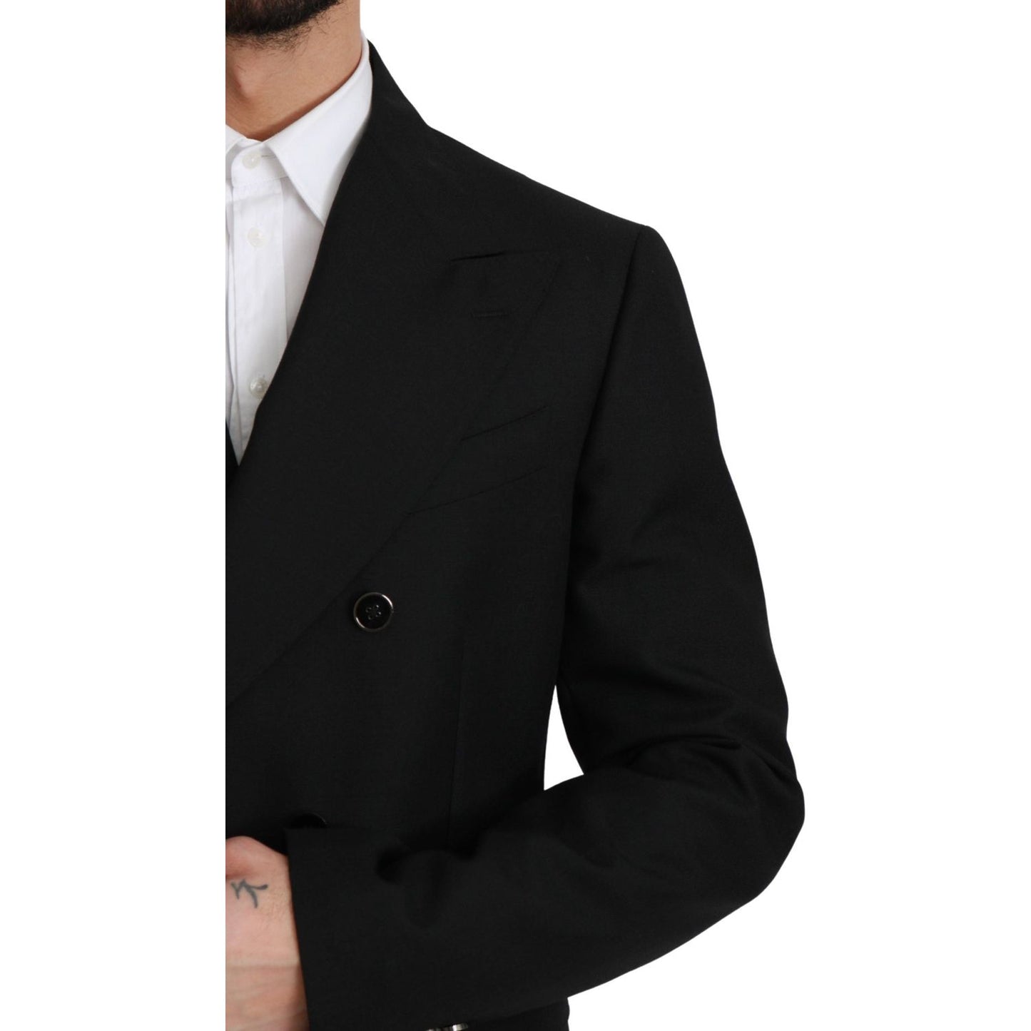 Dolce & Gabbana Black Slim Fit Jacket Coat Wool Blazer