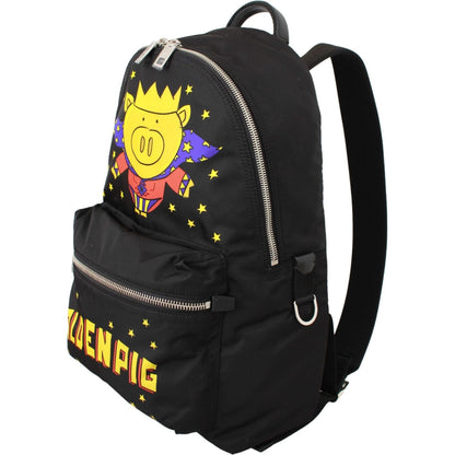 Dolce & Gabbana Black Golden Pig of the Year School Backpack Dolce & Gabbana
